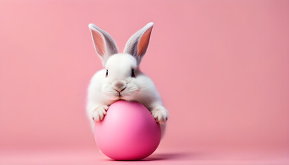 Adorable Easter Bunny: Hatching from Pink Egg