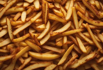 Heap of tasty potato fries cut out