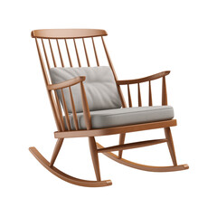 Rocking Chair. Scandinavian modern minimalist style. Transparent background, isolated image.