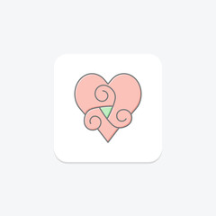 Celtic Knotwork Heart icon, knotwork heart, irish, symbol, heart lineal color icon, editable vector icon, pixel perfect, illustrator ai file