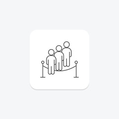 Queue Line icon, queue, line, waiting, crowd thinline icon, editable vector icon, pixel perfect, illustrator ai file