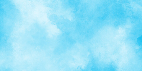 Obraz premium Brush painted washed watercolor sky and clouds, Turquoise color handmade cloudy natural blue watercolor background, Watercolor Shades The White Cloud and Blue Sky with small clouds, 