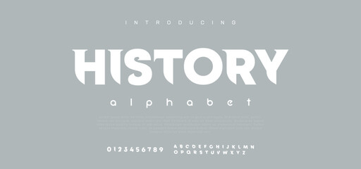 History Modern abstract digital alphabet font. Minimal technology typography, Creative urban sport fashion futuristic font and with numbers. vector illustration - obrazy, fototapety, plakaty