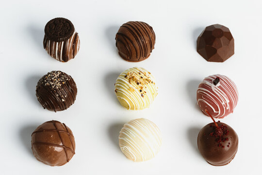 variety of french chocolates on white tray