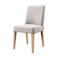 Upholstered Dining Chair. Scandinavian modern minimalist style. Transparent background, isolated image.