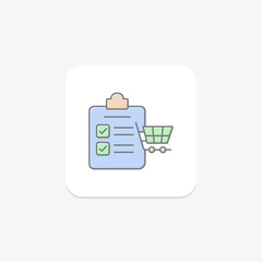 Shopping List icon, list, shopping, groceries, consumer lineal color icon, editable vector icon, pixel perfect, illustrator ai file