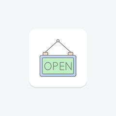 Open Sign (Store Opening) icon, open, sign, store, business lineal color icon, editable vector icon, pixel perfect, illustrator ai file