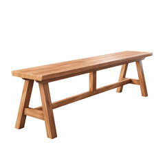 Wooden Dining Bench. Scandinavian modern minimalist style. Transparent background, isolated image.