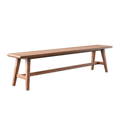 Wooden Dining Bench. Scandinavian modern minimalist style. Transparent background, isolated image.
