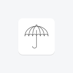 Umbrella icon, rain, weather, icon, protection thinline icon, editable vector icon, pixel perfect, illustrator ai file