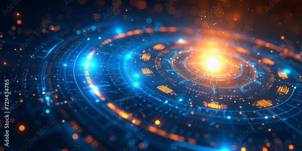 Aufkleber Digital Core: An Abstract Representation of a Futuristic Circuit Board, Symbolizing the Pulse of Innovation in Technology, Generative AI