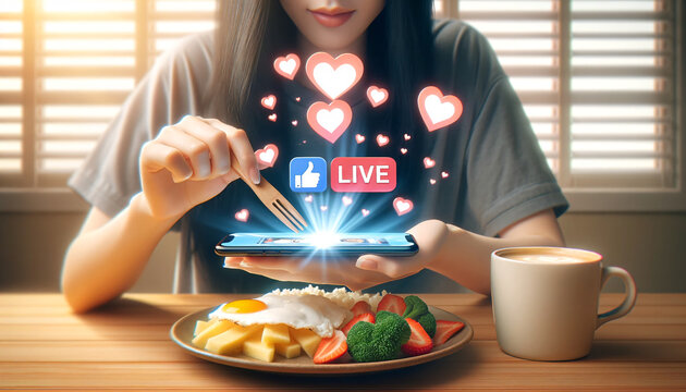 Morning Meal with Live Broadcast and Floating Hearts