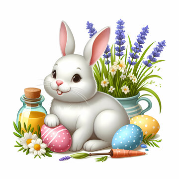Easter Bunny Rabbit Egg basket clipart