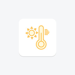 Temperature icon, weather, icon, degrees, thermometer duotone line icon, editable vector icon, pixel perfect, illustrator ai file