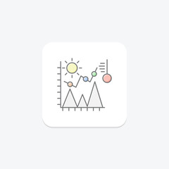 Climate Graph icon, climate, graph, weather, icon lineal color icon, editable vector icon, pixel perfect, illustrator ai file