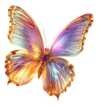 A photograph of shimmering, rainbow-colored butterfly wings.