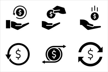 Cashback line icon set, return money, Send or receive money sign. vector illustration on white background - obrazy, fototapety, plakaty