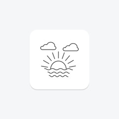 Sunrise icon, dawn, morning, sun, horizon thinline icon, editable vector icon, pixel perfect, illustrator ai file