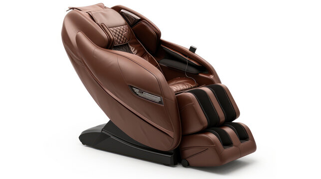 brown electric massage chair realistic on a white background