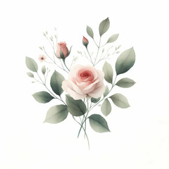 Obraz premium watercolor rose bouquet clipart