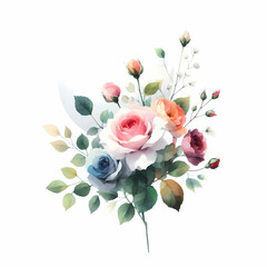 Obraz premium watercolor rose bouquet clipart
