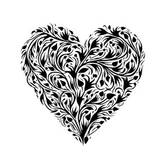 heart, love, valentine, vector, floral, ornament, illustration, decoration, shape, design, flower, wedding, symbol, pattern, card, art, pink, swirl, holiday, curl, day, element, tattoo, romance, 