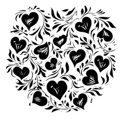 heart, love, valentine, vector, floral, ornament, illustration, decoration, shape, design, flower, wedding, symbol, pattern, card, art, pink, swirl, holiday, curl, day, element, tattoo, romance, 