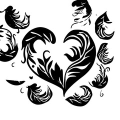 heart, love, valentine, vector, floral, ornament, illustration, decoration, shape, design, flower, wedding, symbol, pattern, card, art, pink, swirl, holiday, curl, day, element, tattoo, romance,