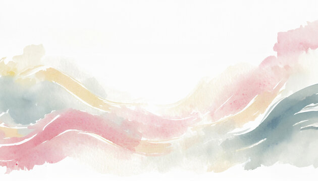 Abstract hand drawn watercolor with paint brushes.
