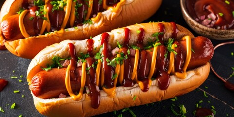 Irresistible Hot Dogs That Will Add Flavor To Your Super Bowl Celebration. Сoncept Game Day Appetizers, Gourmet Meat Toppings, Homemade Sauces, Unique Hot Dog Recipes, Creative Presentation