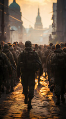 people walking in the morning