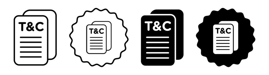 Fototapeta premium Terms and Conditions set in black and white color. Terms and Conditions simple flat icon vector
