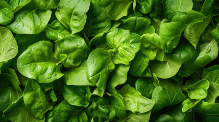 Fototapeta na wymiar green background, texture of fresh lettuce leaves, basil, spinach, top view