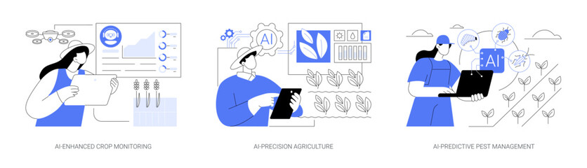 AI in Agriculture abstract concept vector illustrations.
