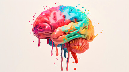 Artistic Brainstorm: Colorful Paint Drips Representing Brain Activity