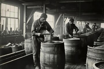 Early 1900s, processing metal on the factory.