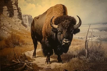 Afwasbaar Fotobehang Buffel Early American buffalo picture
