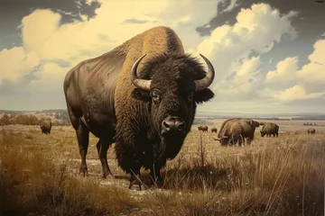 Peel and stick wall murals Buffalo Early American buffalo picture