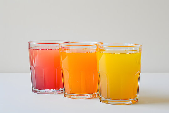 Freshly squeezed orange and strawberry juice in a glass