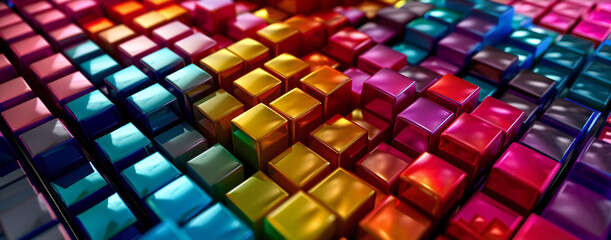 Abstract colour cubes 3D background.
