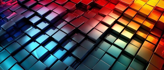 Blue and red cubes texture background.