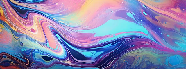 Tuinposter oil spill iridescent shiny texture pattern, background © paisorn