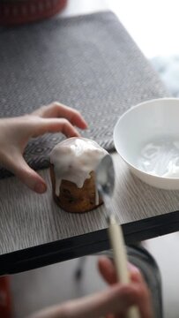 easter cake holiday treat sweet baked tasty easter eggs orthodox holiday fresh Cooking meal food snack on the table copy space food background rustic top