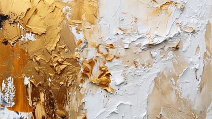 Close up of a rough gold art painting.