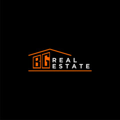 BG letter roof shape logo for real estate with house icon design