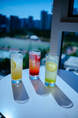 glass of juice on the table