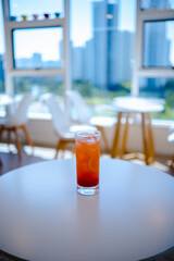 glass of juice on the table