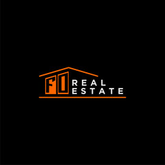 FO letter roof shape logo for real estate with house icon design