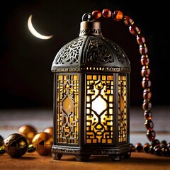 apture images of traditional symbols associated with Ramadan, such as the crescent moon, mosques, lanterns (fanous), dates, and prayer beads (tasbih)