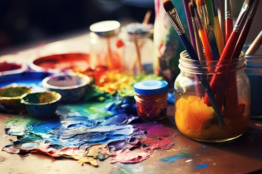 Images illustrate art supplies, creative workshops, or individuals engaging in artistic hobbies